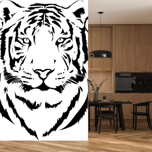 Sticker Tiger minimalistisch schwarz-weiße Konturen