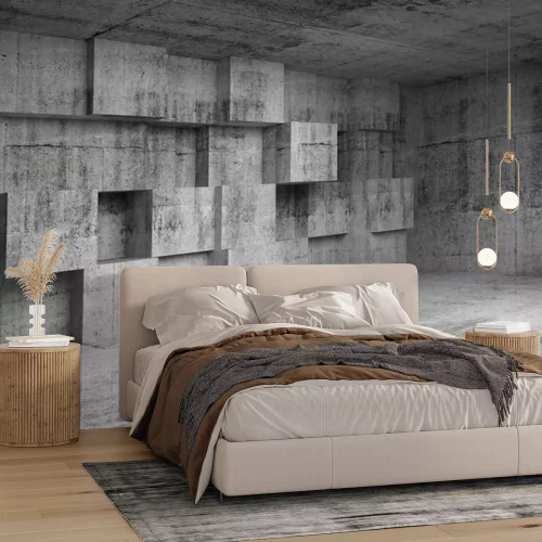 Fototapete Betonraum mit geometrischen Nischen