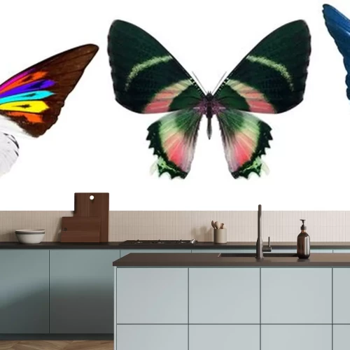 Sticker Regenbogenfarbene Schmetterlinge