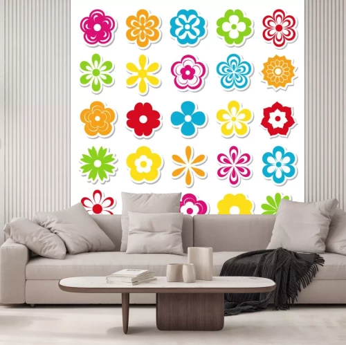 Sticker Mehrfarbige florale Muster mit verschiedenen Formen