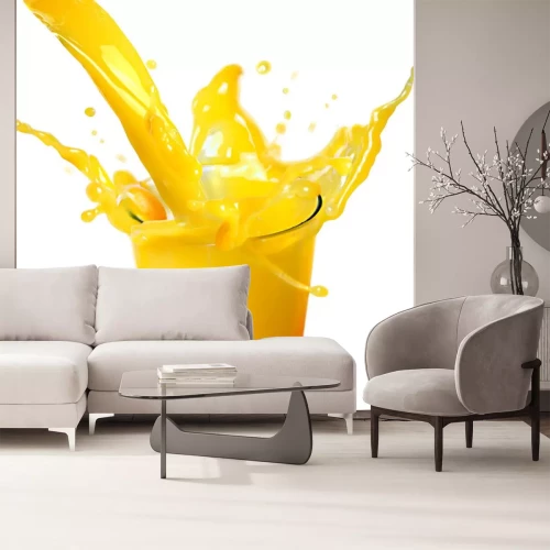 Sticker Orangensaftspritzen in weißem Hintergrund