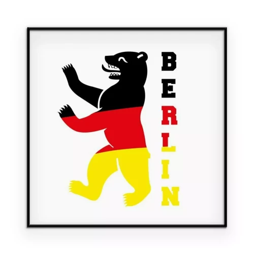 Poster Der Berliner Bär aus dem Wappen in den Farben der deutschen Flagge
