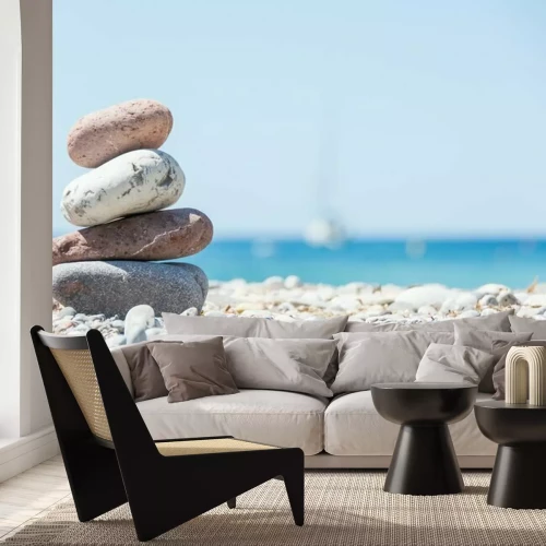 Sticker Bunte Steine am Strand