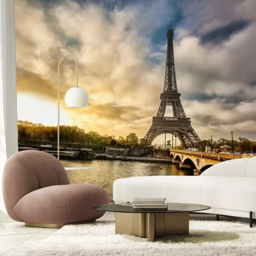 Fototapete Paris Seine und Eiffelturm