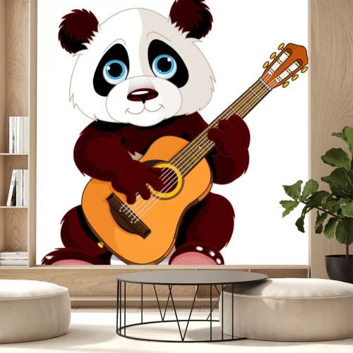 Sticker Pandabär spielt Gitarre