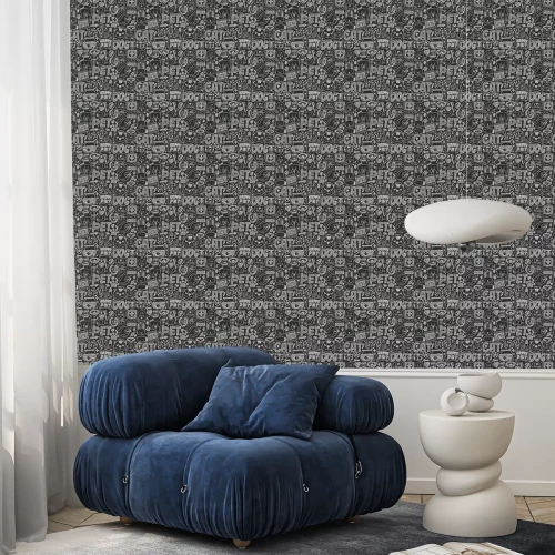 Tapete Mit Kreide gezeichnete Tiere