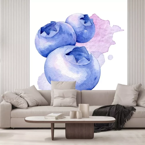 Sticker Blaubeeren mit Wasserfarben gemalt