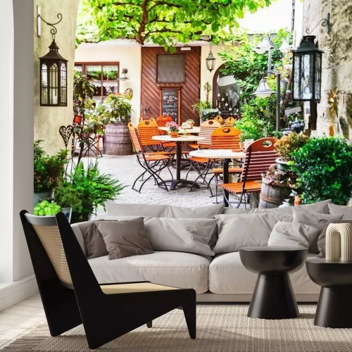 Fototapete Sommerterrasse im Café