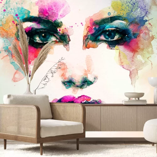 Sticker Abstraktes Aquarell-Gesicht einer Frau