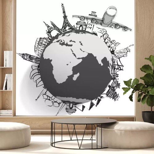 Sticker Flugzeug um die Welt reisen