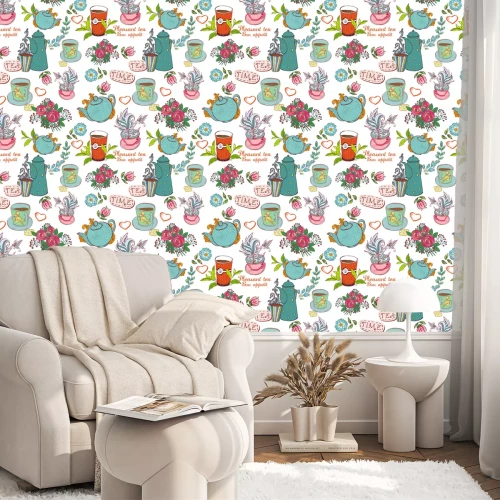 Tapete Muster mit Tee-Motiv