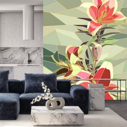 Sticker Vektor-Illustration von Blumen rosa Lilie.