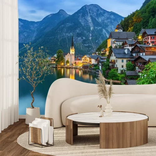 Fototapete Stadt an den Bergen