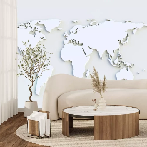 Fototapete Weiße Weltkarte 3d