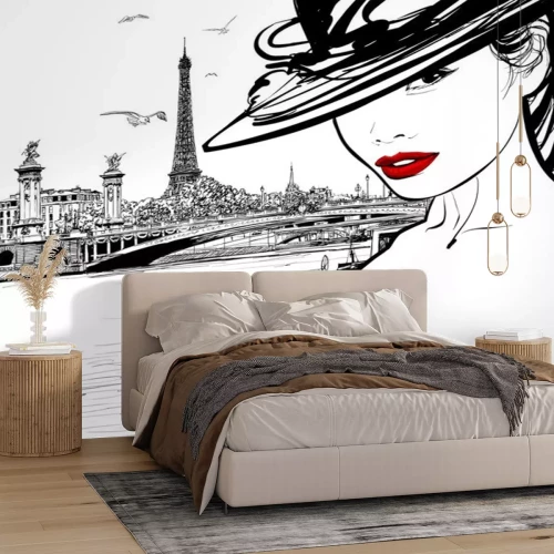 Sticker Junge Frau in der Nähe der Seine in Paris