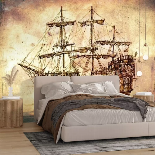 Fototapete Galeonenzeichnung alten Stils
