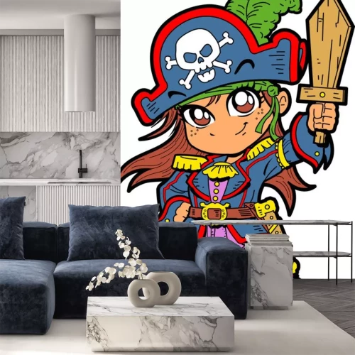 Sticker Nette Mädchen-Piraten