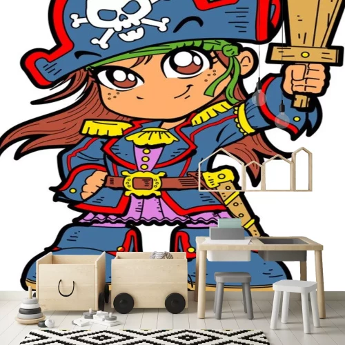 Sticker Nette Mädchen-Piraten