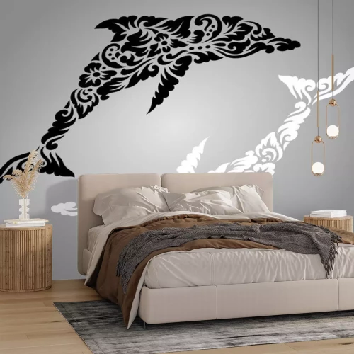 Sticker Delfine mit floralem Muster