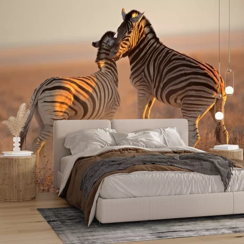 Sticker Springende Zebras in der Savanne