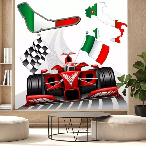 Fototapete Formel-1-Auto mit italienischer Flagge