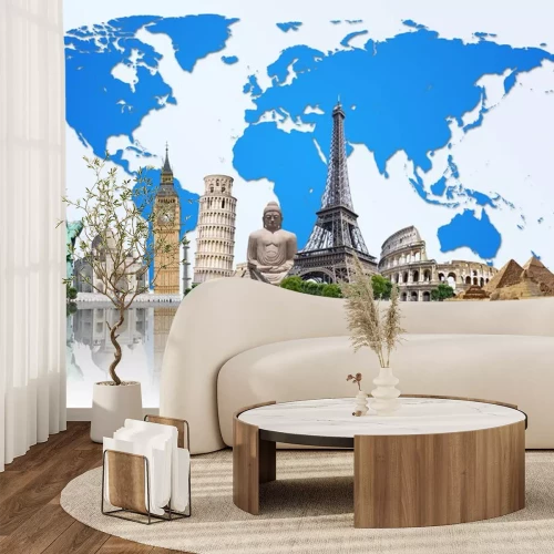 Sticker Bereisen Sie die Welt Denkmäler Konzept