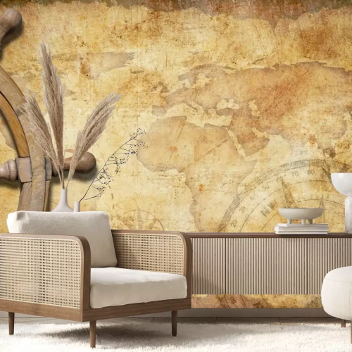 Sticker gealterte Schatzkarte mit Lenkrad