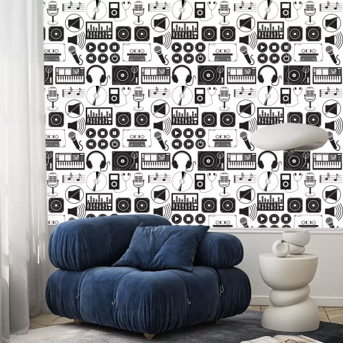 Tapete Digitale Musik und Icons Theme