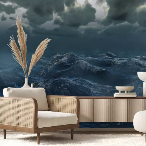 Sticker Rauer stürmischer Ozean unter dunklem Himmel