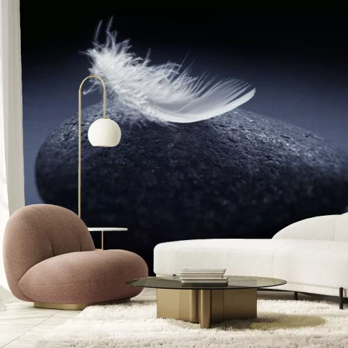 Sticker Weisse Feder auf Stein