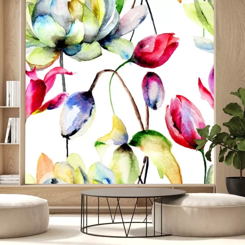 Sticker Nahtlose Tapete mit Sommerblumen