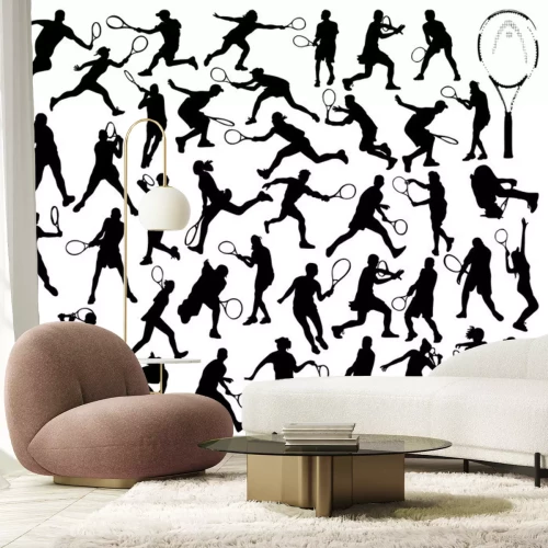 Sticker Schwarze Silhouetten der Tennisspieler 2, Vektor