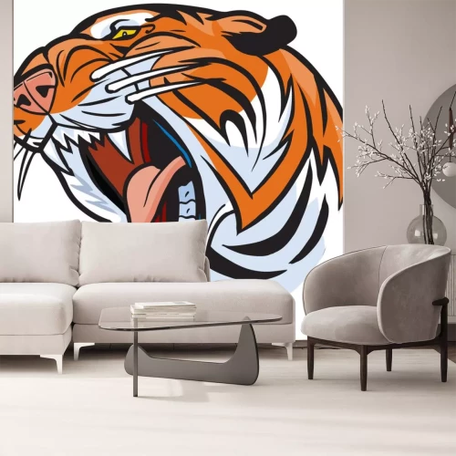 Sticker Tiger mit weit geöffnetem Maul Grafik