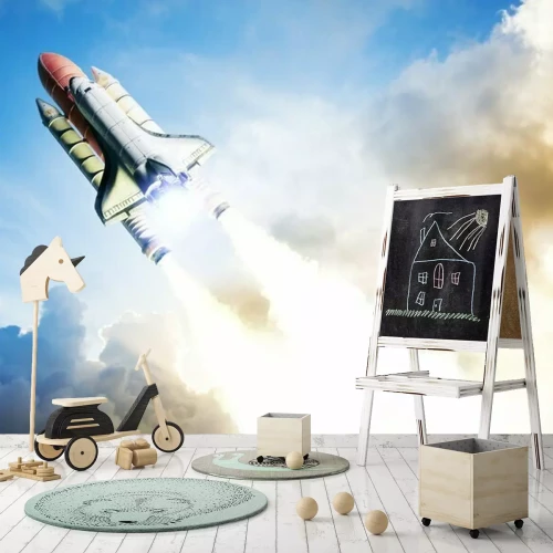 Fototapete Eine Rakete fliegt ins All