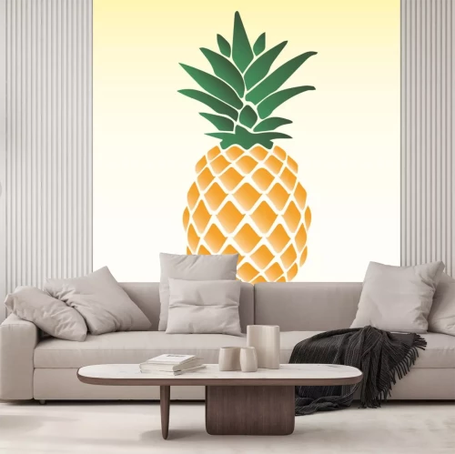 Sticker Ananas Illustrationen auf gelbem Hintergrund