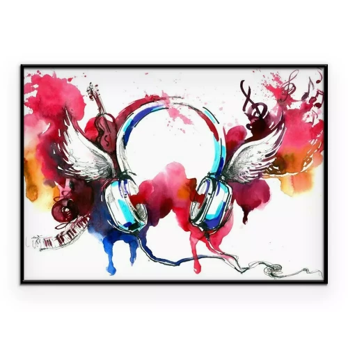 Poster Mit Aquarellfarben bemalte Kopfhörer