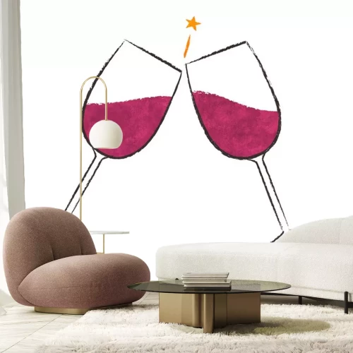 Sticker Gläser Wein und Stern Grafik