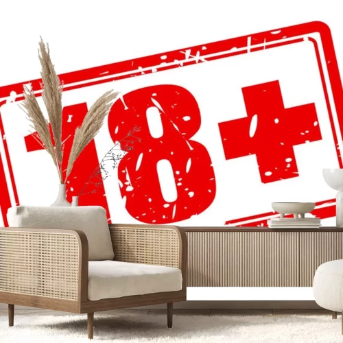 Sticker 18 + rote Stempeltext