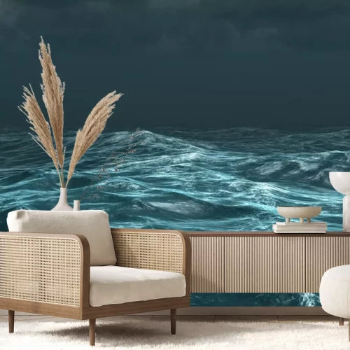 Sticker Rauer stürmischer Ozean unter dunklem Himmel