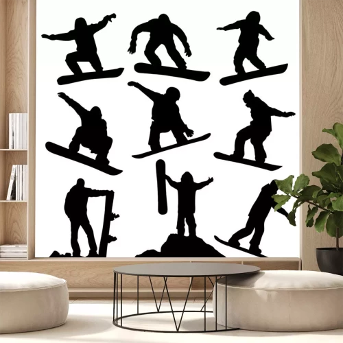 Sticker Snowboard Silhouetten
