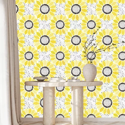 Tapete Nahtlose Muster mit Sonnenblumen. Abstract floral Hintergrund.