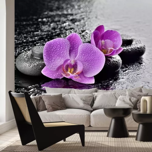 Sticker Orchideen mit Basaltsteinen