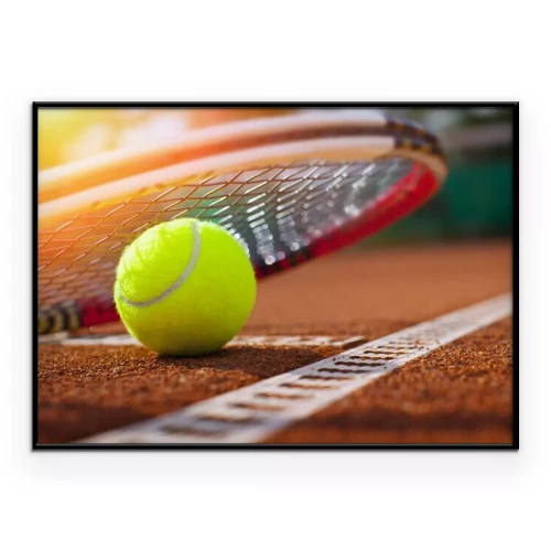 Poster .tennis ball on a tennis court