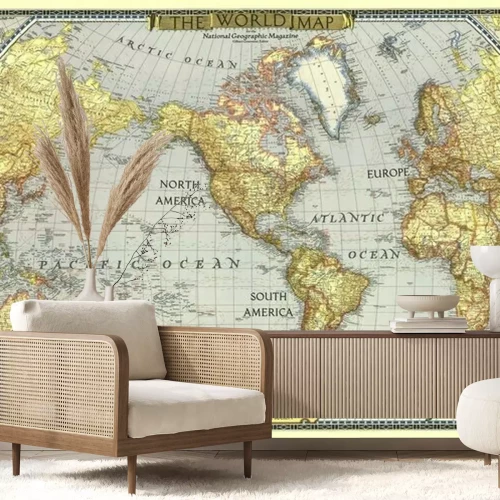 Fototapete Antike Weltkarte mit Retro-Flair