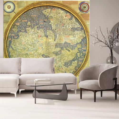 Fototapete Orientalische Weltkarte in einem kreisförmigen Rahmen