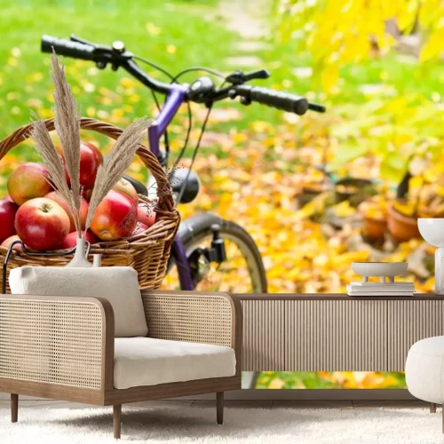 Sticker Äpfel im Korb auf einem Gepäckträger