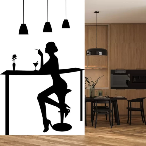 Sticker Mädchen trinken Martini und Rauchen einer Zigarette in einer Bar