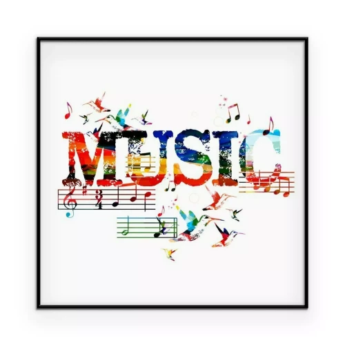 Poster Hintergrund mit farbenfroher MUSIK-Schrift