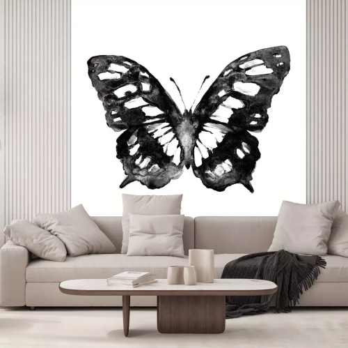 Sticker grau-weißer Schmetterling auf hellem Hintergrund