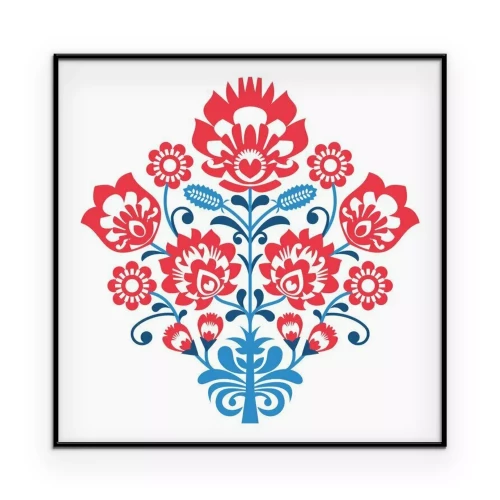 Poster Łowicz-Ornament mit Blumen